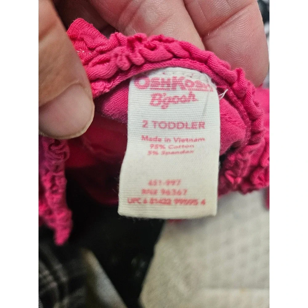 90s OshKosh Bgosh Girls Pink Ruffle Tiered Long Sleeve Knit Dress Toddler 2T